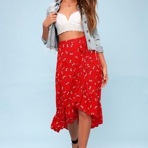 Billabong Dancing Til Dawn Wrap Skirt in Red
